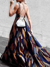 Load image into Gallery viewer, Geometric Print Open Back Sexy Dress

