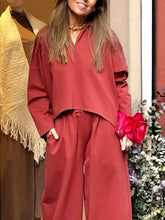 Load image into Gallery viewer, Hooded Sweater Wide Leg Pants Casual Suit
