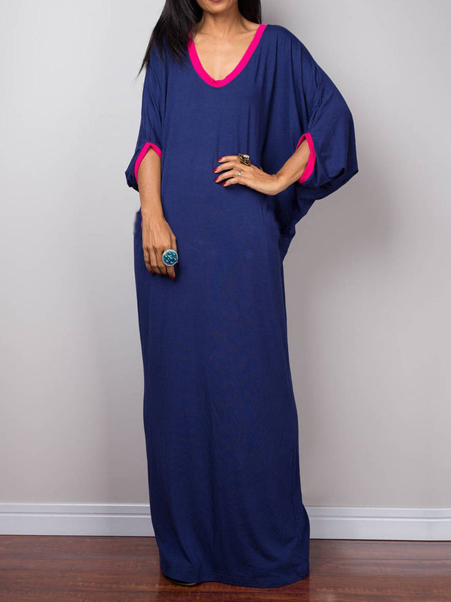 Bat Sleeve Loose Long Casual Dress