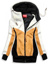 Load image into Gallery viewer, Colorblock Hooded Plush Women's Coats
