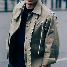 Load image into Gallery viewer, Fashion Rope Perforated Design Men Jacket
