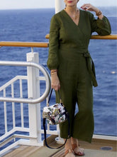 Load image into Gallery viewer, Casual Solid Color V-neck Loose Pocket Jumpsuit
