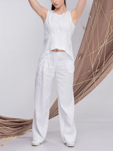 Load image into Gallery viewer, Women's White Linen Sleeveless Casual Suit
