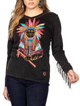 Load image into Gallery viewer, Women's Crew Neck Fringed Print Top
