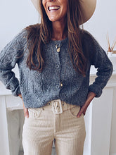 Load image into Gallery viewer, Coarse Knit Long-Sleeved Button Cardigan Women's Sweaters
