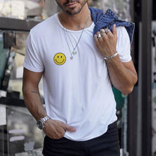 Load image into Gallery viewer, Smiley Printed Round Neck Sweat-Absorbent Men's Tops
