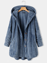 Load image into Gallery viewer, Fall/Winter Women Casual Pure Color Button Hooded  Coat
