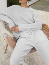 Load image into Gallery viewer, Fashion Round Neck Loose Knitted Sweater and Trousers Women's Suit
