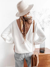 Load image into Gallery viewer, Solid Color Rround Neck Open Back Women's Sweaters
