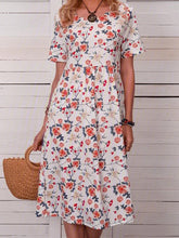 Load image into Gallery viewer, Round Neck Floral Short Sleeve Women's Casual Dress
