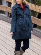 Load image into Gallery viewer, Denim Lapel Belt Maternity Coats
