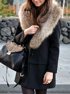 Autumn and Winter Fashion Fur Collar Ladies Jacket