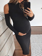 Load image into Gallery viewer, Black Slim Over the Knee Maternity Dresses
