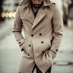 Autumn and Winter Men's Thick Woolen Lapel Fashion Coat