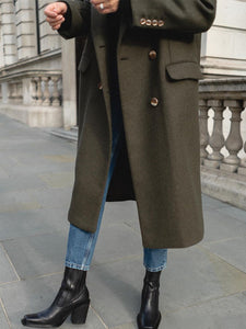 Autumn and Winter Fashion Thick Double-breasted Lapel Wool Coat