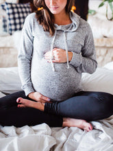 Load image into Gallery viewer, Gray Maternity Hooded Top
