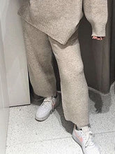 Load image into Gallery viewer, Fashionable Loose Turtleneck Sweater and Wide-leg Pants Solid Color Knitted Suit

