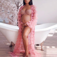 Load image into Gallery viewer, Maternity Dress In Nude Tulle Ruffled Layered Robe
