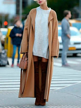 Load image into Gallery viewer, Camel Woolen Long Sleeve Women's Coats

