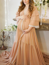 Load image into Gallery viewer, Maternity Sexy Lace Edge Chiffon Photography Maxi Dress
