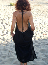 Load image into Gallery viewer, Bohemian Black Sexy Halter Strap Beach Dress
