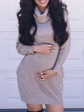 Load image into Gallery viewer, Autumn and Winter High-neck Warmth and Soft Maternity Bag Hip Dress
