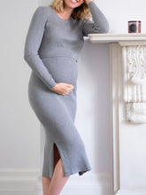 Load image into Gallery viewer, Fashion And Comfy Round Neck Slim Knit Top and Skirt Maternity's Suit
