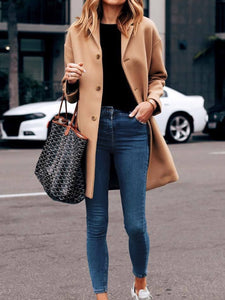 Autumn and Winter Fashion One-breasted Ladies Wool Coat