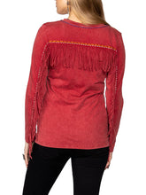 Load image into Gallery viewer, Women's Crew Neck Fringed Print Top
