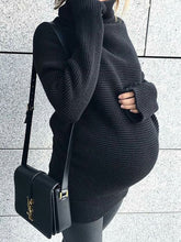 Load image into Gallery viewer, High Neck Knitted Maternity Mid-length Tops
