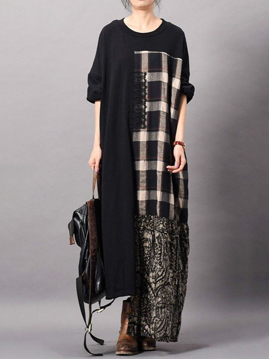 Autumn and Winter Check Dress