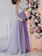 Load image into Gallery viewer, Elegant Lace Long-sleeved See-through Dress for Pregnant Women
