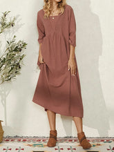 Load image into Gallery viewer, Cotton Linen Long Sleeve Waist Women's Dress

