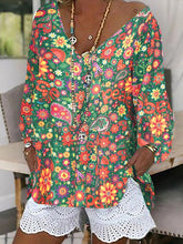 Load image into Gallery viewer, Women's V-Neck Print Short Suit

