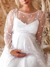 Load image into Gallery viewer, White Lace Polka Dot Photo Maternity Dress
