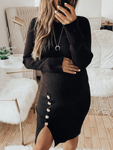 Load image into Gallery viewer, Button Slit Knitted Maternity Dresses
