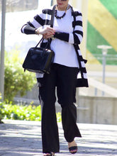 Load image into Gallery viewer, Black And White Striped Knitted Cardigan Women's Suits
