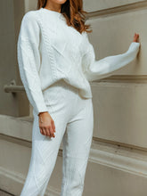 Load image into Gallery viewer, Fashion Comfy Loose Round Neck Knitted Tops and Trousers Women's Suit
