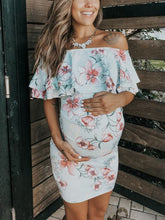 Load image into Gallery viewer, Floral Slim Shoulder Slim Party Maternity Dress
