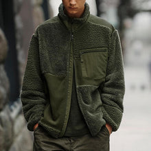 Load image into Gallery viewer, Men's Fashion Casual Stand-Up Collar Warm Zipper Plush Jacket
