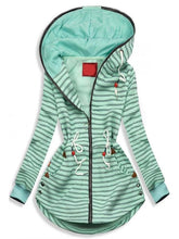 Load image into Gallery viewer, Hooded Striped Sweatshirt Women's Coats
