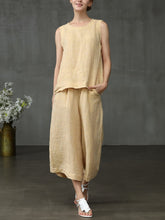 Load image into Gallery viewer, Women's Solid Color Linen Loose Casual Wide Leg Pants Suit
