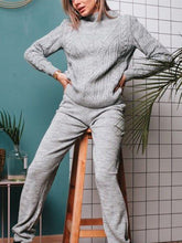 Load image into Gallery viewer, Autumn and Winter Fashion Knitted Sweater and Elastic Pants Solid Color Suit
