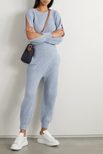 Load image into Gallery viewer, Fashion Solid Color Round Neck Knitted Tops and Trousers Women's Suit
