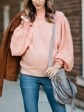 Load image into Gallery viewer, Half High Neck Puff Sleeve Maternity Tops
