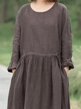 Load image into Gallery viewer, Drawstring Long Sleeve Casual Dress
