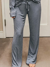 Load image into Gallery viewer, Home Set with Lapel Plaid Top and Loose Trousers

