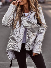 Load image into Gallery viewer, Fashion Silver Hooded Cotton Jacket
