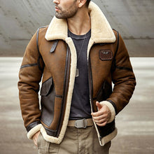 Load image into Gallery viewer, Fleece Lapel Zipper Pilot Men's Coat
