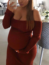 Load image into Gallery viewer, Maternity Solid Color Off Shoulder Bodycon Dress
